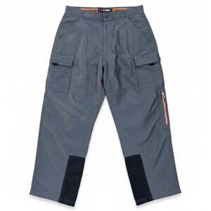 Vintage 90s Y2K FUBU The Collection Utility Cargo Reflective Wide Leg Pants LRG